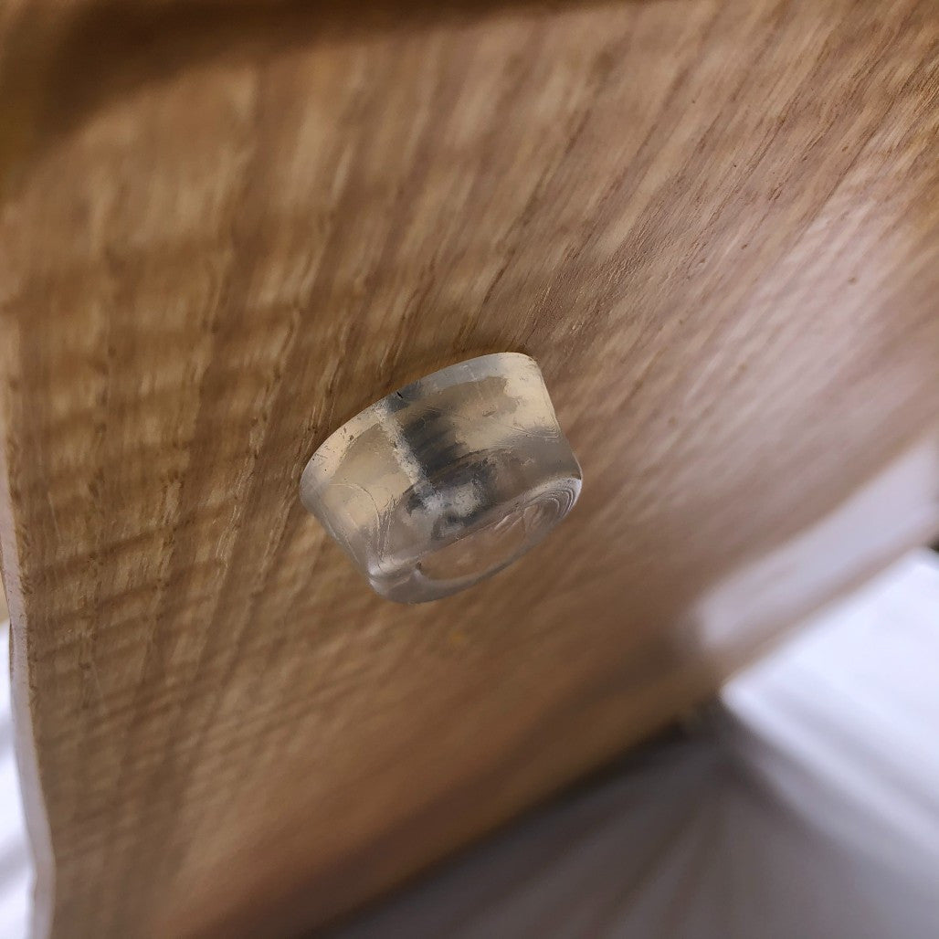 Clear rubber foot for hardwood cutting board by Treeboard.