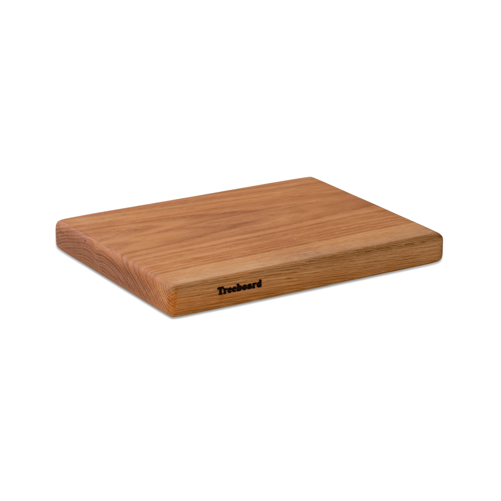 Medium oak chopping board by Treeboard. These cutting boards are organic and all one solid piece, with no glue.