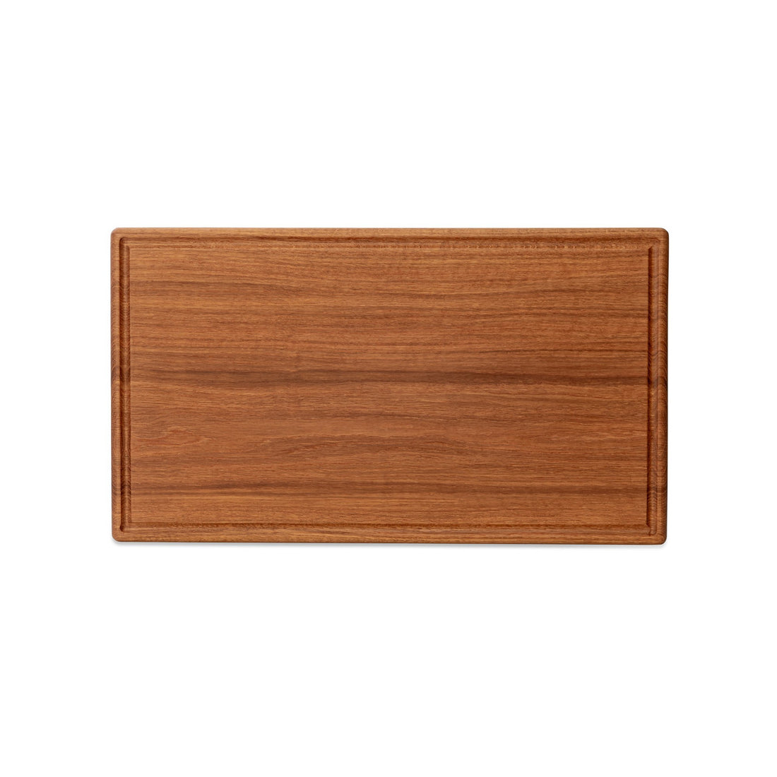 Large oak cutting board by Treeboard with juice groove, top view. These cutting boards are organic. made of one piece of wood with no glue or petroleum products.