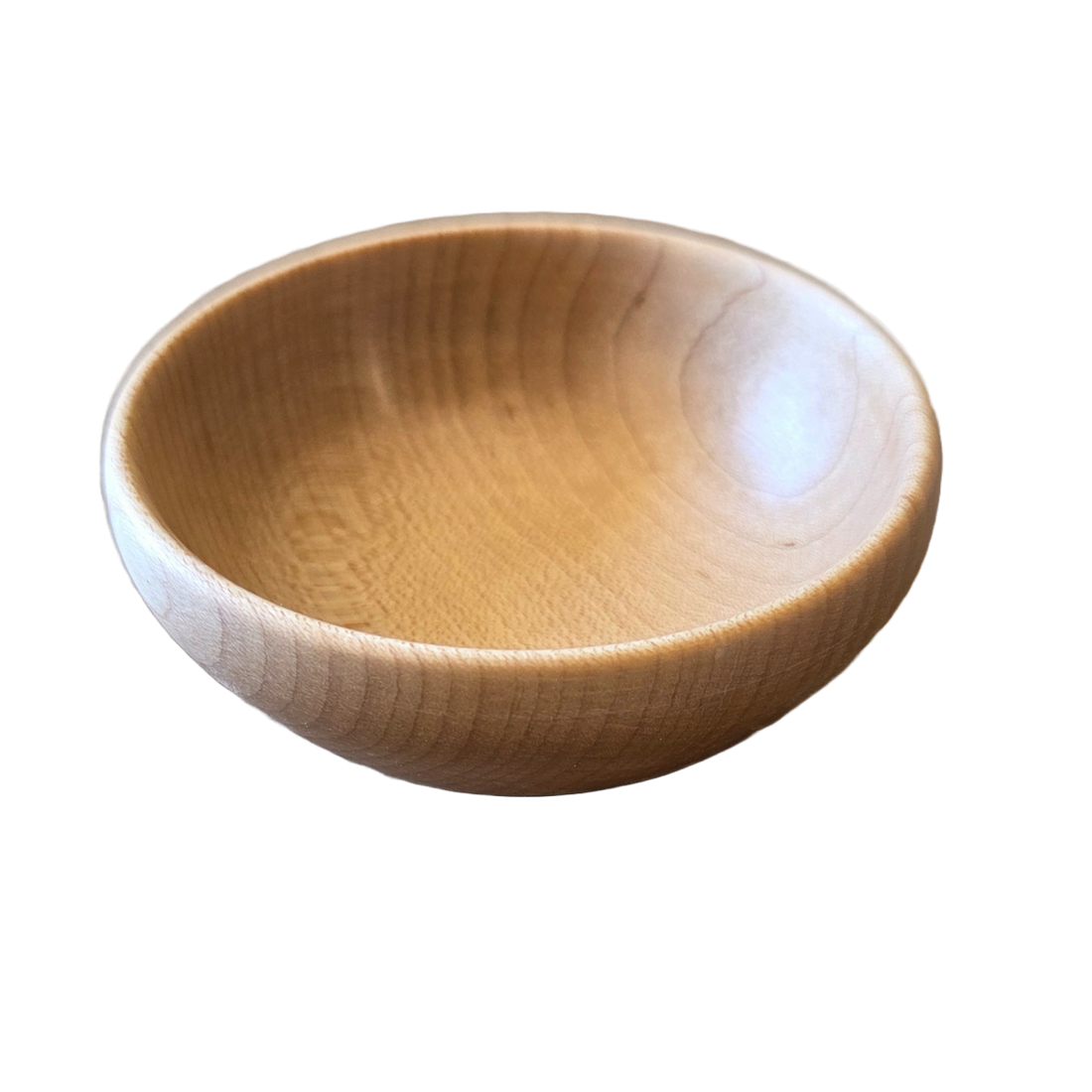 Wooden salt cellar or spice bowl by Treeboard made from hard maple and turned on a lathe.